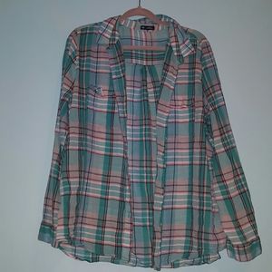 GAP Plaid boyfriend fit long sleeve